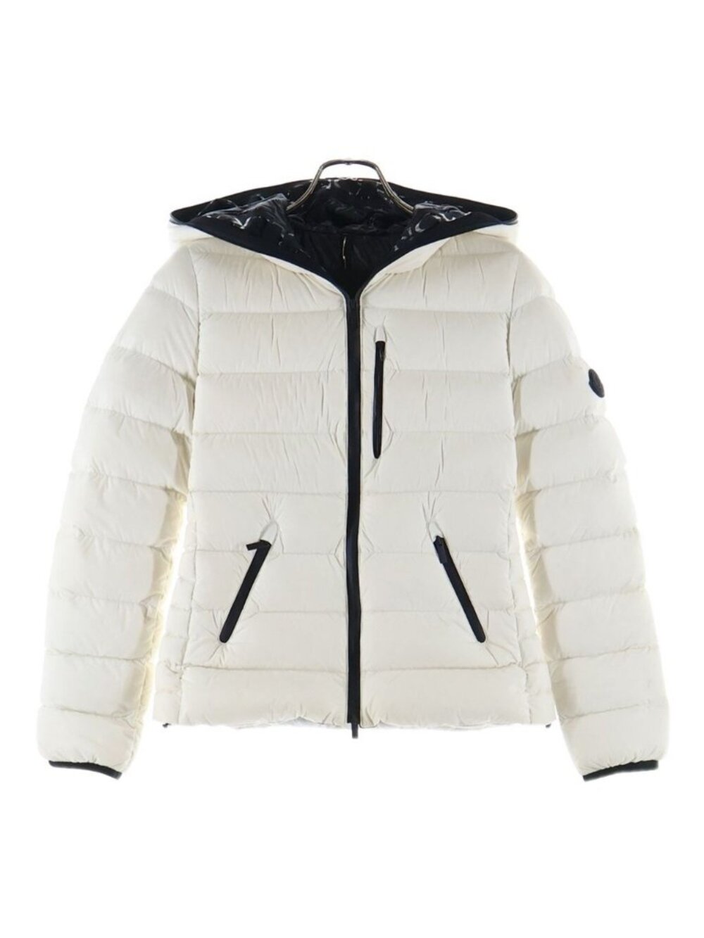 Moncler Herbe Giubbotto Zip Up Nylon Down Jacket White